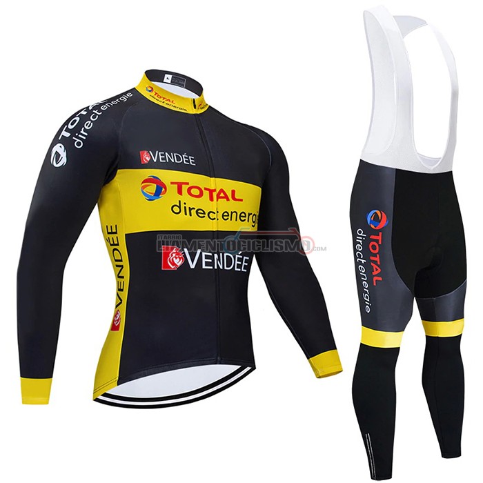 Abbigliamento Ciclismo Direct Energie Manica Lunga 2021 Nero Giallo